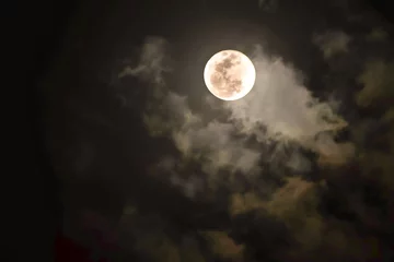 Zelfklevend Fotobehang Full Moon at night A cloud passed over © Nitiphonphat