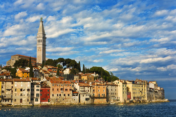 Fototapeta premium Croatia. Istrian peninsula. Rovinj (Rovigno). General view of the Old Town with St. Euphemia's Basilica