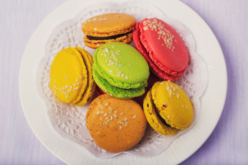 French colorful macaroons