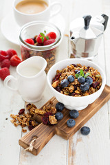 Homemade granola with berries for breakfast
