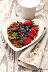 Granola muesli and fresh berries