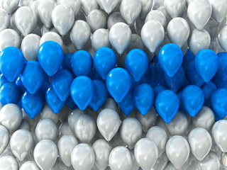 white and blue holiday balloons as the backdrop