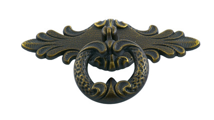 Forged Bronze Door handle for furniture on a white background