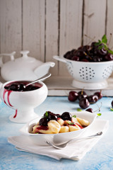 Cottage cheese gnocchi with cherry sauce