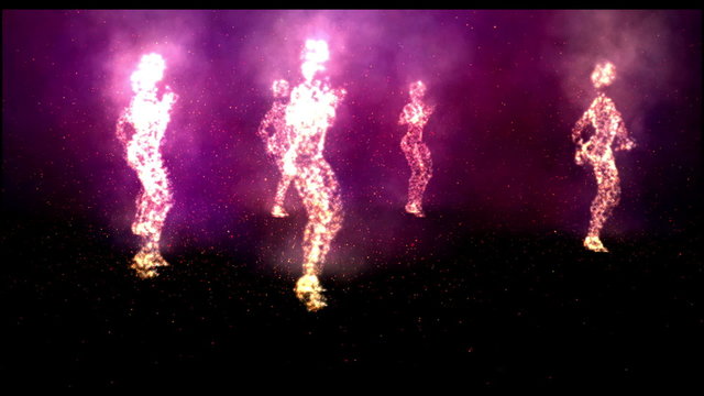 Fire dencers. Camera rotation. Easy to loop.