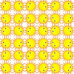 Fotobehang Illustration of the shining and smiling sun on a white background for children © Hippopet