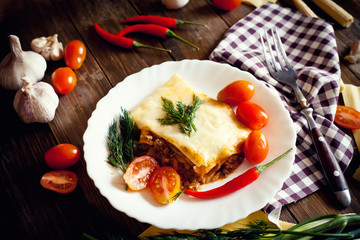 Lasagna with chilli pepper