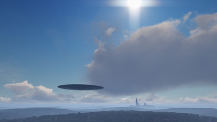 Fototapeta na wymiar UFO over the city