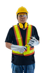 male construction worker with Standard construction safety equip