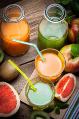 Fruit and juice. Selective focus.