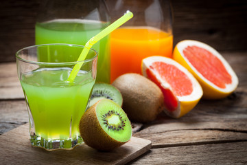 Fruit and juice. Selective focus.