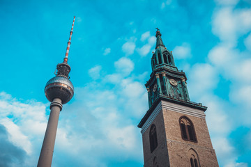 St Mary Church Clock Tower and Berlin TV Tower © Novanture