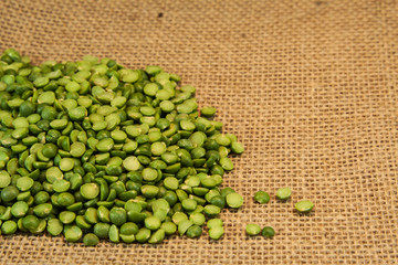 split peas on burlap