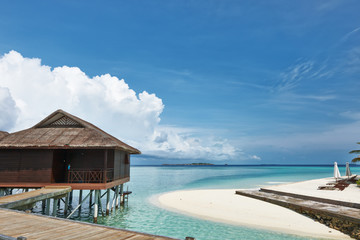 Beautiful beach with water bungalows