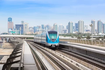Zelfklevend Fotobehang Dubai metro railway © Sergii Figurnyi