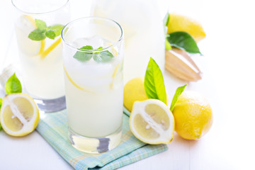 Freshly made lemonade in tall glasses
