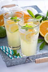 Citrus lemonade in tall glasses