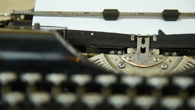 Vintage typing machine. Slow motion effect