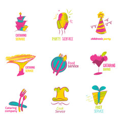 catering service logo. Colorful catering design. Catering, outdoor events, restaurant service, birgday, weddings. 
