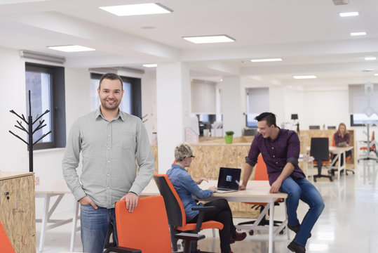 startup business, businessman portrait at modern office, team br
