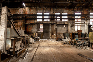 Fototapeta na wymiar Abandoned industrial interior