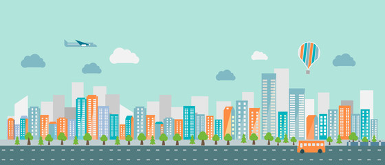 Fototapeta premium Modern vibrant city in vector graphics