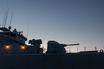 Navy Battle War Ship . Guns silhouette
