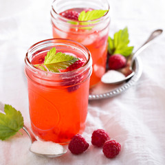 Raspberry lemonade with ice