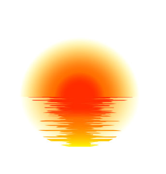vector icon sunset and sea waves