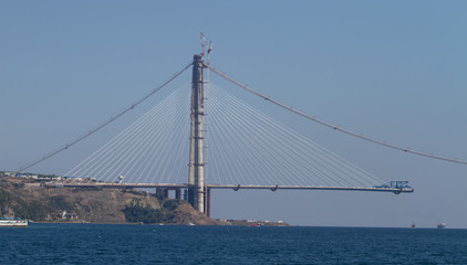 Fototapeta na wymiar Construction of Yavuz Sultan Selim Bridge