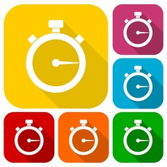 Timer icons set with long shadow