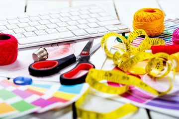 Fashion designer workspace with equipment