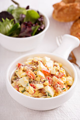 Egg salad with bacon, red pepper and smoked paprika