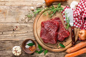 raw meat beef steaks