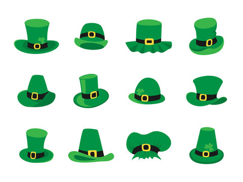 Set of leprechaun hats, St. Patricks Day symbol.