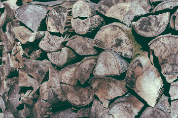 Chopped wood pile aged