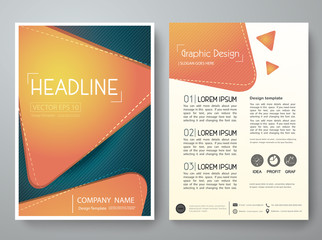 Fototapeta premium Vector magazine,modern flyers brochure,cover,annual report,design templates,layout with triangle background in a4 size,To adapt for business poster,presentation,information, illustration