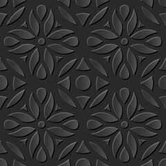 Fototapeta premium Seamless 3D elegant dark paper art pattern 189 Round Curve Flower 