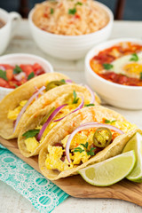 Tacos with  eggs for breakfast