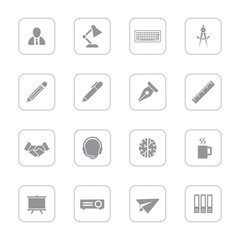 gray flat icon set 8 with rounded rectangle frame for web design, user interface (UI), infographic and mobile application (apps)
