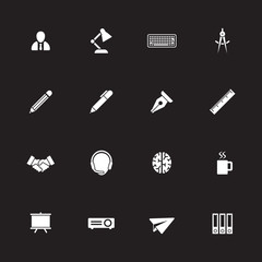 white simple flat icon set 8 for web design, user interface (UI), infographic and mobile application (apps)