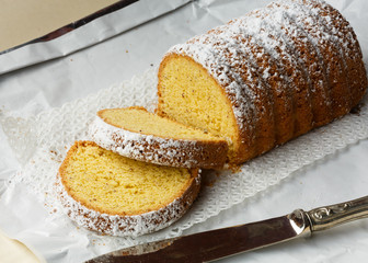 Dolce Varese, made with corn flour and ground almonds, typical cake from Varese, Lombardy, Italy