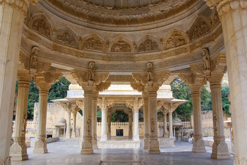 Fototapeta premium View of the carved dome at Royal cenotaphs in Jaipur, Rajasthan,