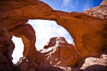 double arch in moab desert landscape