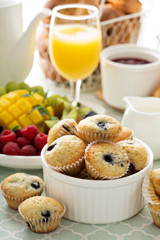 Fresh and bright continental breakfast table