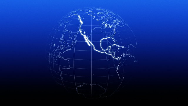 Wireframe Earth. Seamless loop.
