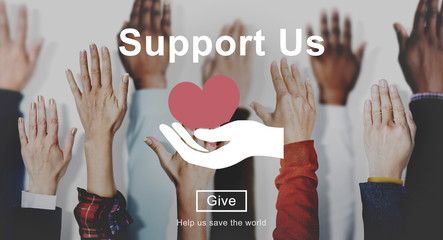 Support us Welfare Volunteer Donations Concept