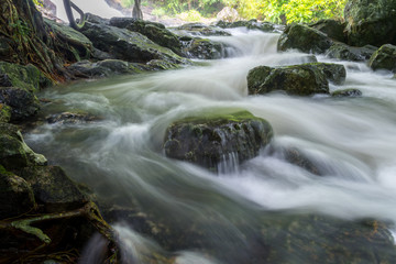The flow of the water