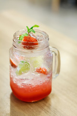 Iced Drink With Strawberry And Lemon