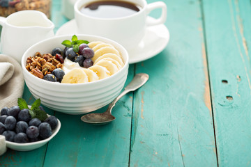 Granola bowl with yogurt and banana